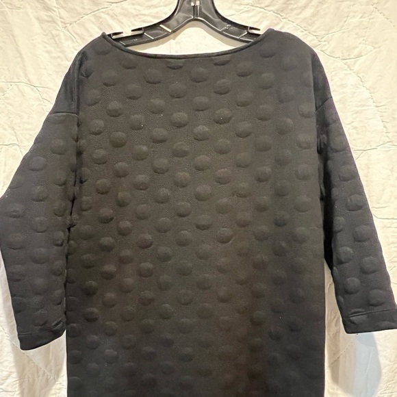 Joan Vass Women's Chic Black 3/4 Sleeve Textured Dot Shift Dress Sz:MP/1P - Picture 7 of 10